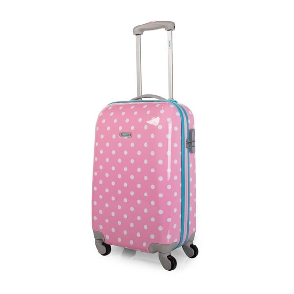 Růžový cestovní kufr na kolečkách Arsamar Lewis, výška 50 cm
