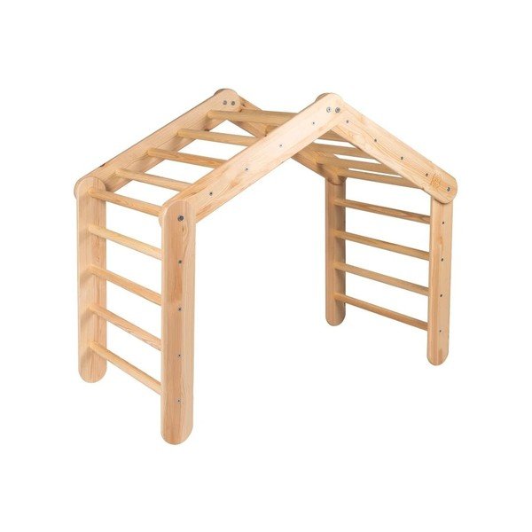 Светлосин/естествен пиклер триъгълник от масивен бор 112x61x94 cm Montessori – Meowbaby-image-2