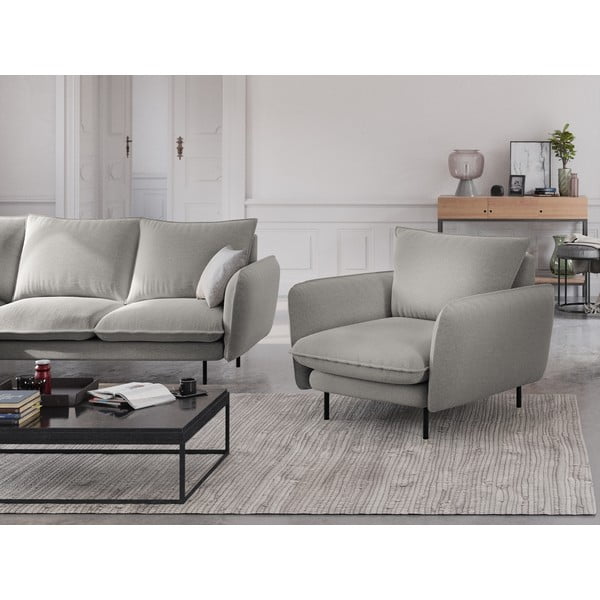 Кресло от светлосиво кадифе Vienna - Cosmopolitan Design-image-1