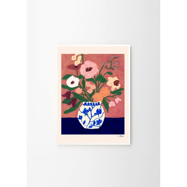 Постер 30x40 cm Flowers on Blue Table – Carla Llanos – The Poster Club-image-3