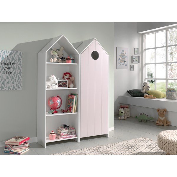 Отворен детски гардероб в бял и светлорозов цвят 115x171,5 cm CASAMI – Vipack-image-1