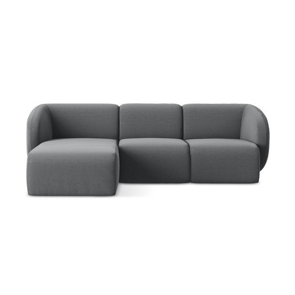 Сив кадифен ъглов диван (ляв ъгъл) Lani – Makamii