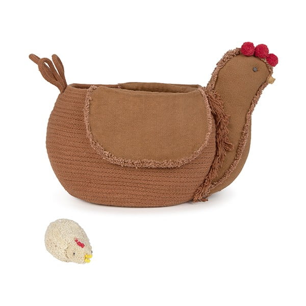 Кафява текстилна детска кошница за играчки 48x32x29 cm Chicken Toffee – Lorena Canals