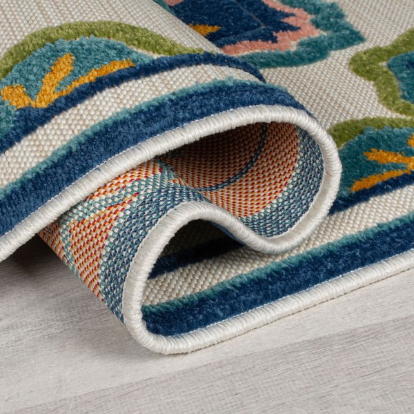 Син външен килим 80x230 cm Beach Floral – Flair Rugs-image-2