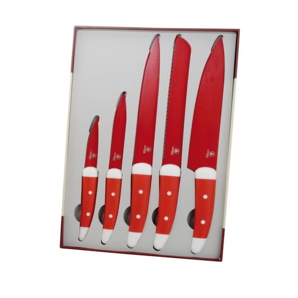Sada 5 červených nožů Laguiole Julien