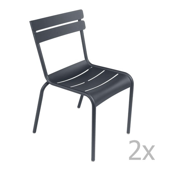 Sada 2 antracitových židlí Fermob Luxembourg