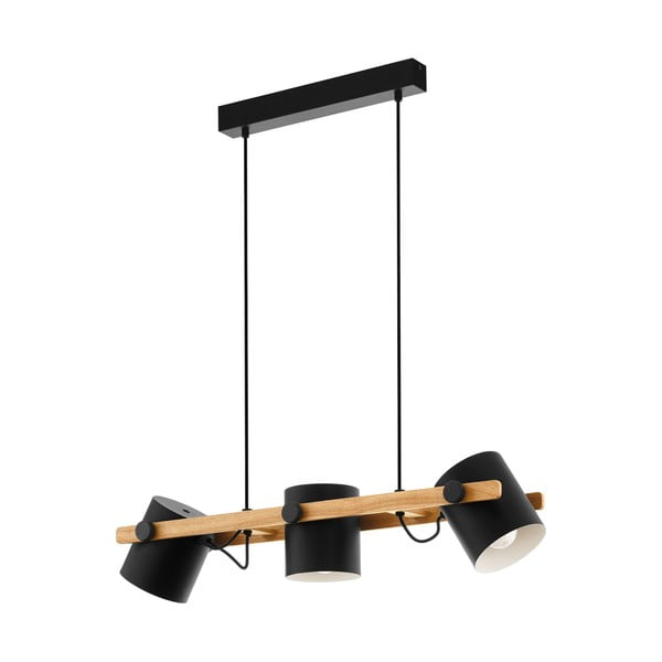 Висящо осветително тяло в черен и естествен цвят с метален абажур HORNWOOD – EGLO