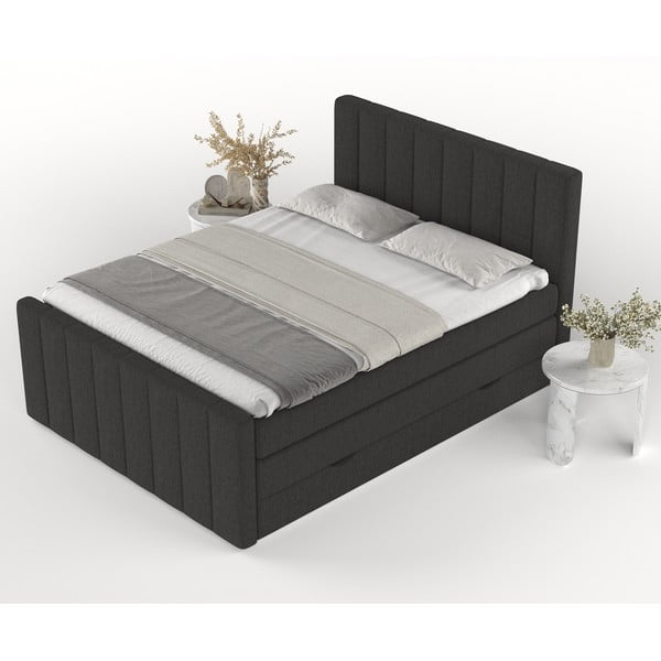 Черно боксспринг легло с място за съхранение 160x200 cm Ruby – Maison de Rêve-image-4