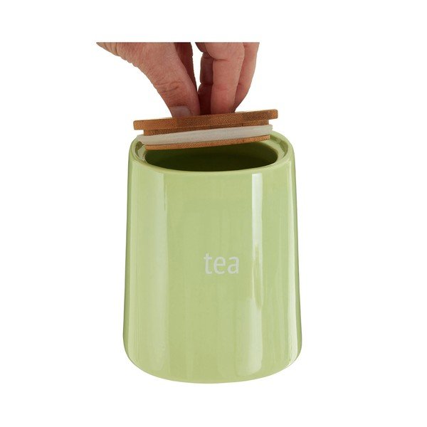 Zelená dóza na čaj s bambusovým víkem Premier Housewares Fletcher, 800 ml-image-2