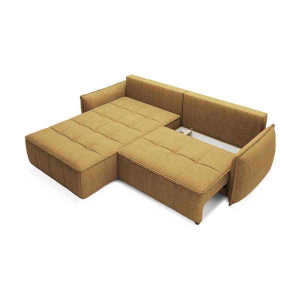 Жълт кадифен разтегателен ъглов диван с място за съхранение (ляв ъгъл) Campo – ELTAP-image-2