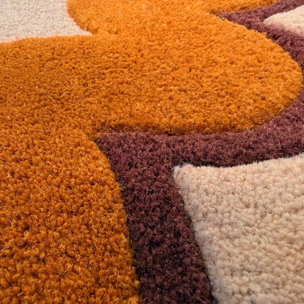 Оранжев/в естествен цвят ръчно изработен вълнен килим 140x200 cm Wiggle Wool – Flair Rugs-image-3