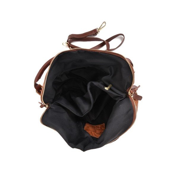 Koňakově hnědá kožená kabelka Mangotti Bags Ethel-image-3