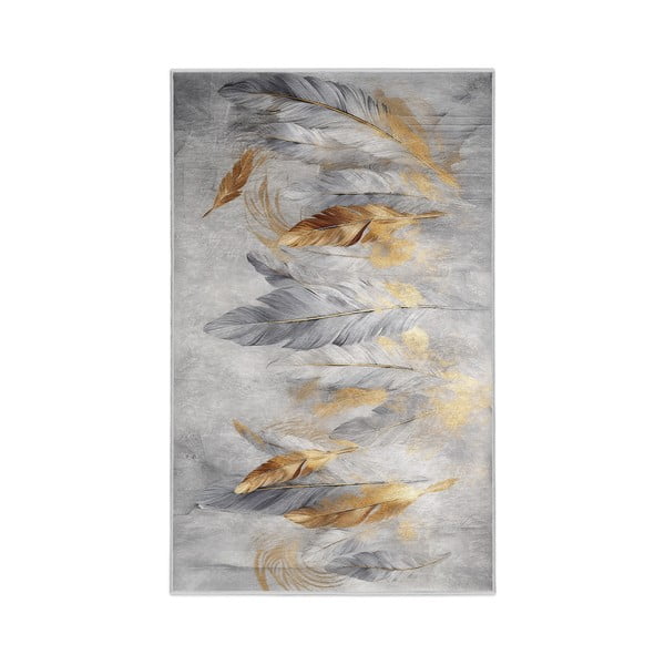 Сиво-златист килим подходящ за пране 120x180 cm Golden Feathers – Mila Home