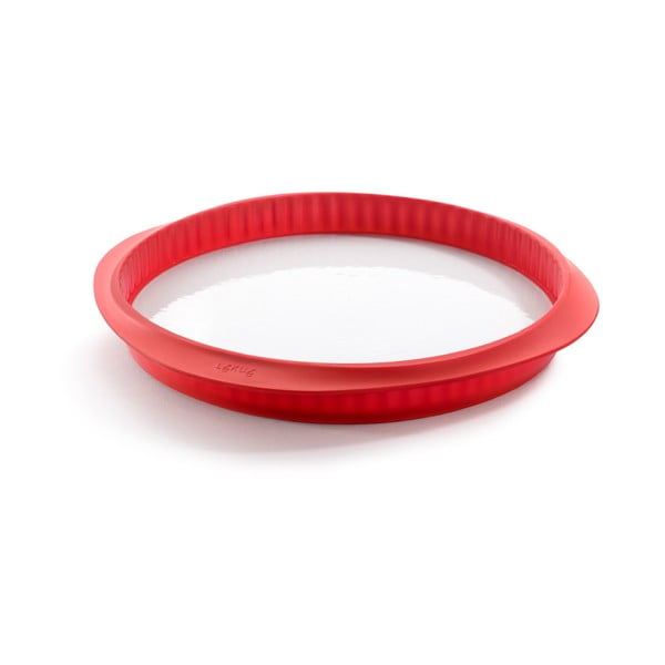 Червена силиконова форма с керамична чиния за киш Киш, ⌀ 28 cm - Lékué