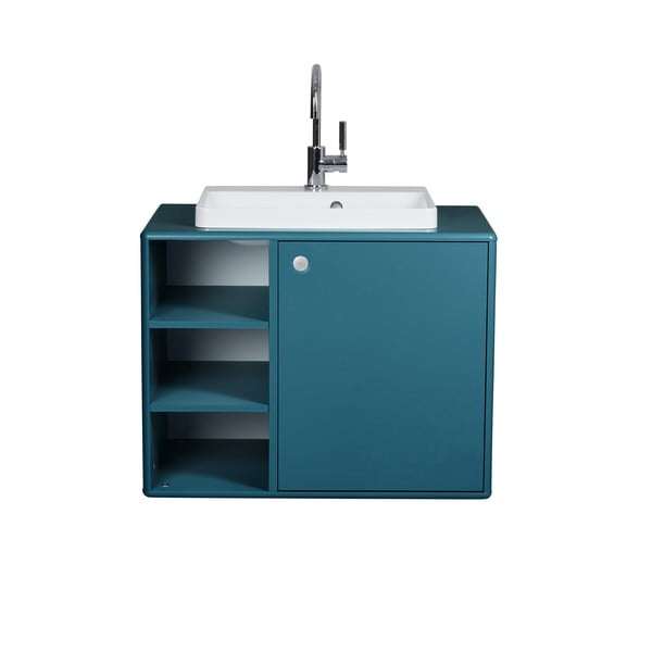 Висящ шкаф с умивалник без смесител в цвят петрол 80x62 cm Color Bath - Tom Tailor
