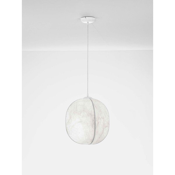 Бяло метално висящо осветително тяло с текстилен абажур ø 42 cm Pierida – Nova Luce-image-3
