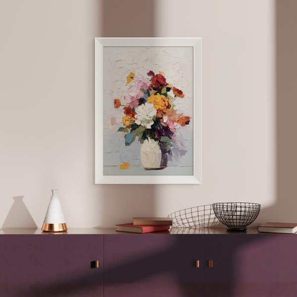 Печатна картина с включена рамка 56x75 cm White Vase – Styler-image-1