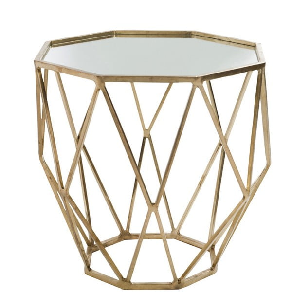 Zlatý odkládací stolek se zrcadlovou deskou Geometry, Ø55 cm
