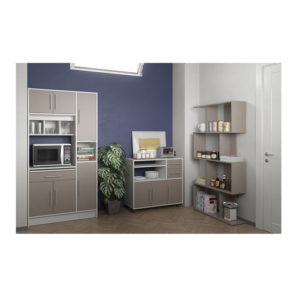 Šedý pojízdný kuchyňský úložný prostor s policemi TemaHome Marius-image-2