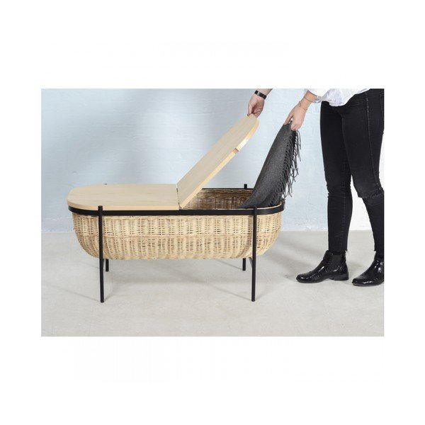 Proutěná lavice s černou konstrukcí a úložným prostorem OK Design Willow-image-3