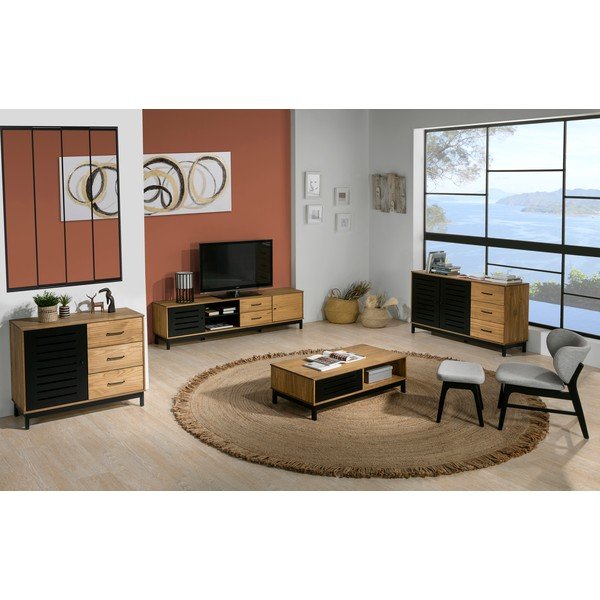 Дървена масичка за кафе с черни детайли Alessia - Marckeric-image-1