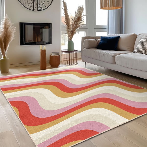 Жълто-розов килим подходящ за пране 160x230 cm Creamy Raspberry Swirl – Mila Home-image-3