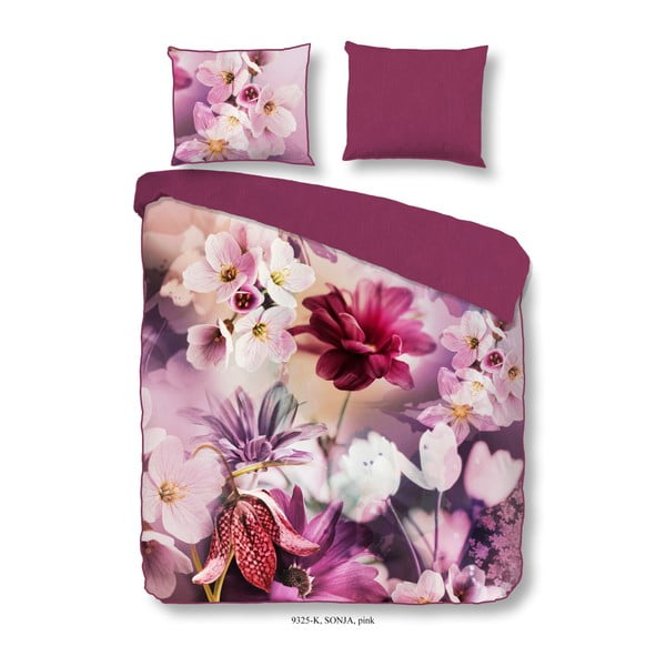 Розово памучно сатенено спално бельо за двойно легло Sonja Pink, 200 x 240 cm - Descanso