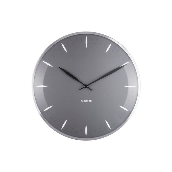 Сив стъклен стенен часовник , ø 40 cm Leaf - Karlsson-image-3