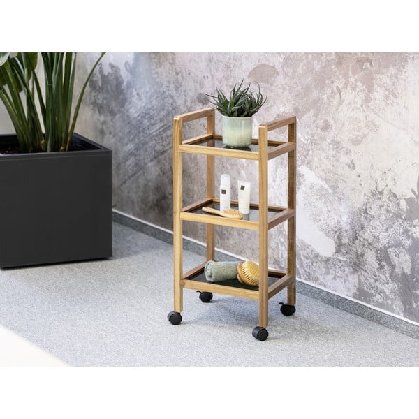 Рафт за баня от масивна акация в черен и естествен цвят 35x76,5 cm Fondi – Wenko-image-1