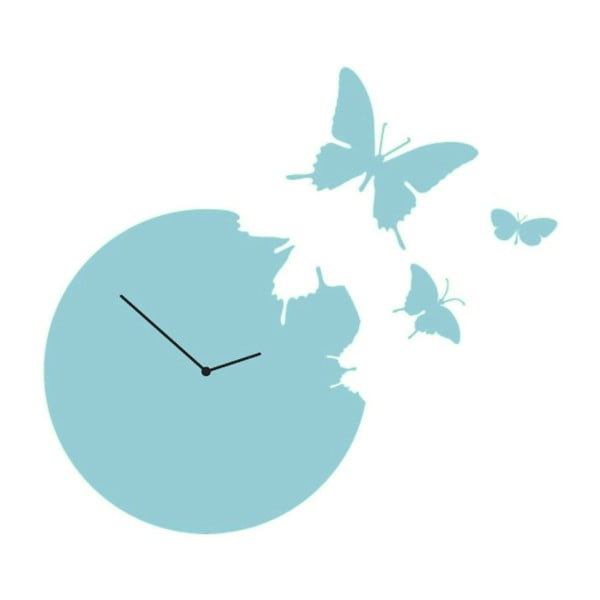 Designové hodiny Butterfly Sky Blue, 40 cm