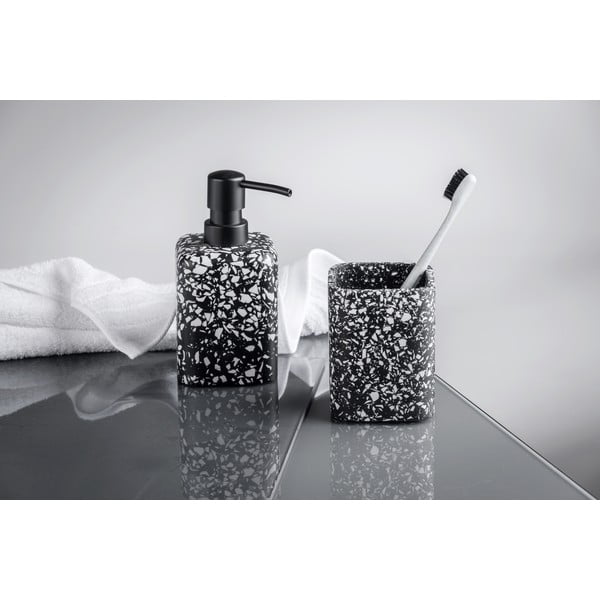 Черна чаша за четки за зъби Terrazzo - Wenko-image-2