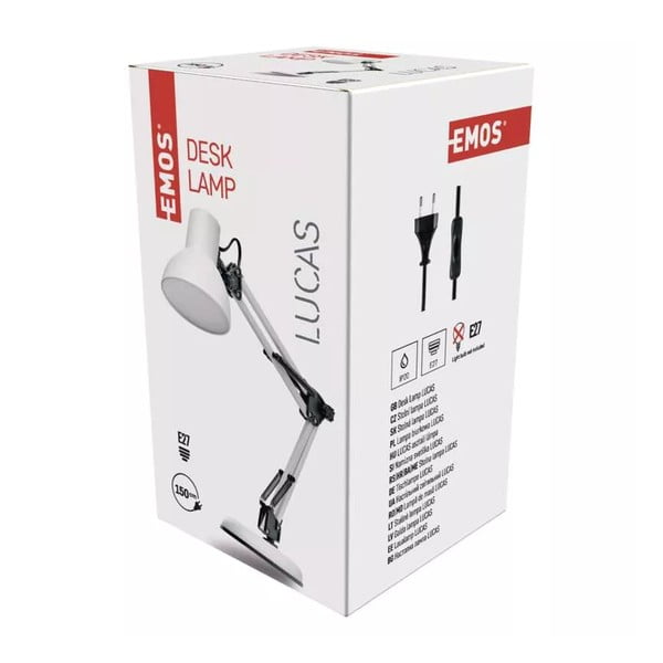 Бяла настолна лампа (височина 48 cm) Lucas - EMOS-image-1