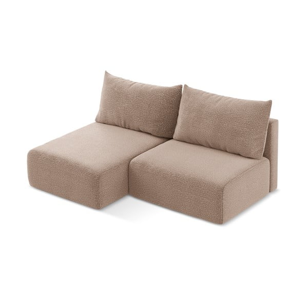 Светлокафяв разтегателен ъглов диван с място за съхранение (ляв ъгъл) Kalena – Makamii-image-3