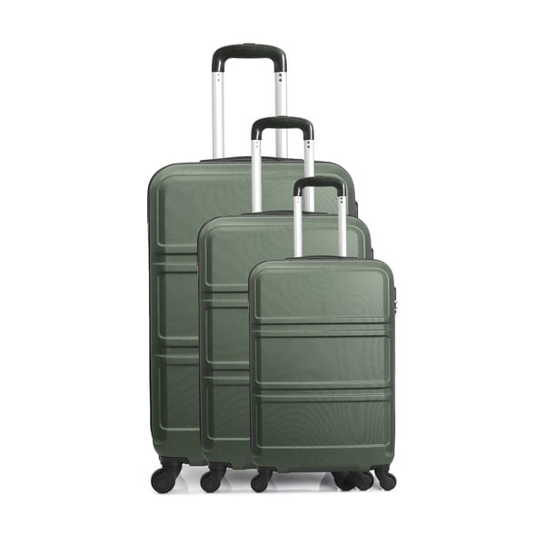 Комплект от 3 зелени пътнически куфара на колелца Юта - Hero