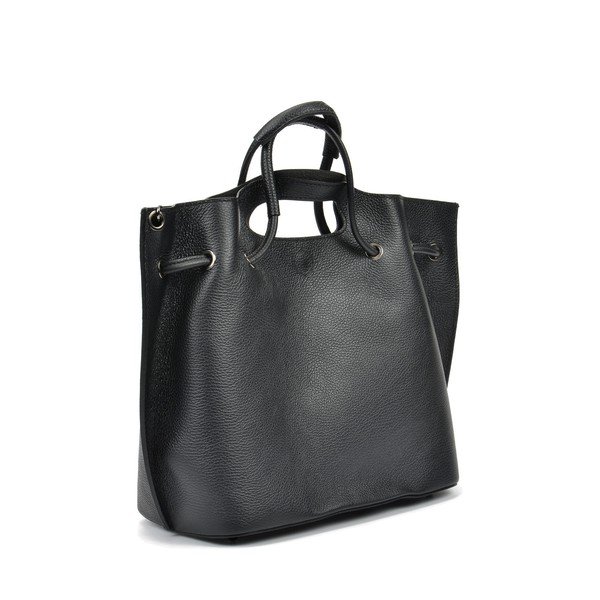 Черна кожена чанта Angela - Mangotti Bags-image-1