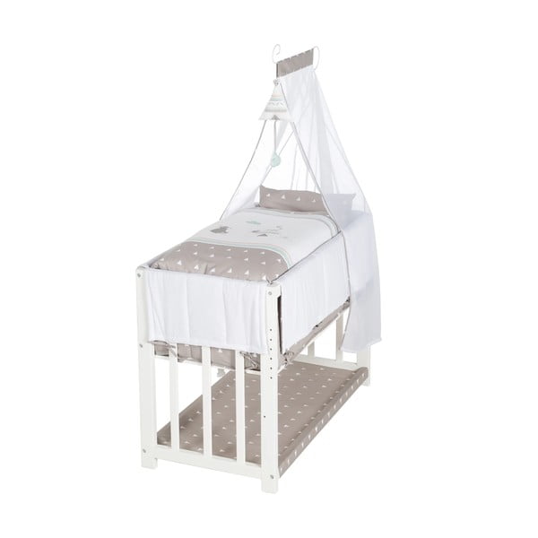 Бяла люлка с място за съхранение и сенник 90x45 cm Indibär - Roba-image-2