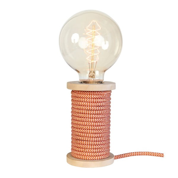 Dřevěná stolní lampa s oranžovo-bílým přívodním kabelem Opjet Paris Bobino