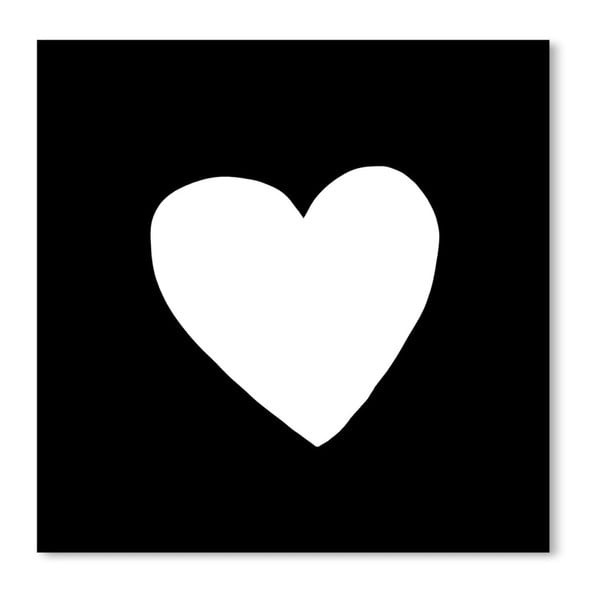 Черен плакат Голямо сърце, 30 x 30 cm - Americanflat