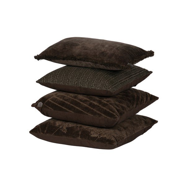 Кафява декоративна възглавница Кадифено кафе, 50 x 50 cm Stroke - BePureHome-image-1