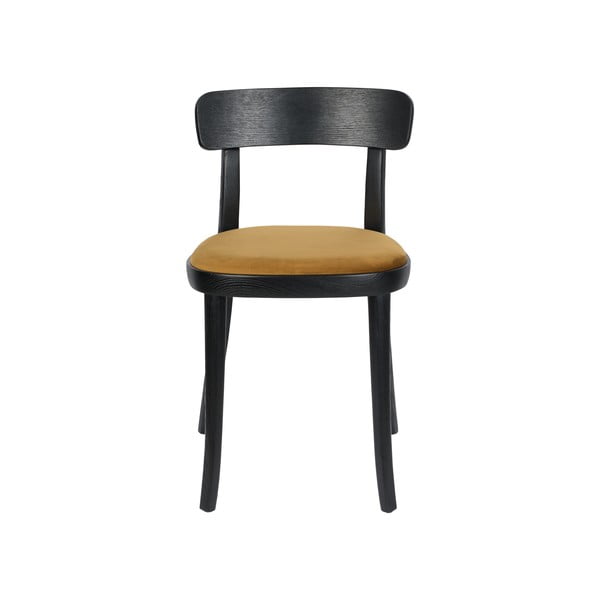 Комплект от 2 черни трапезни стола с кафява възглавница на седалката в цвят охра Brandon - Dutchbone