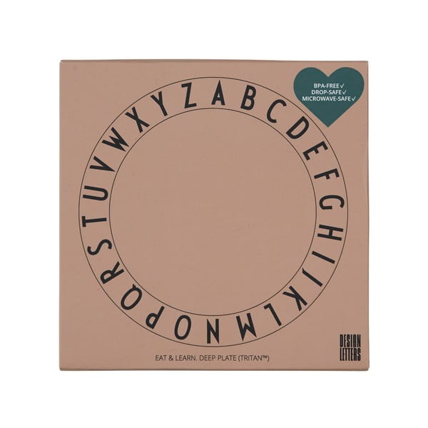 Бежова детска дълбока чиния, ø 15,5 cm Eat & Learn - Design Letters-image-1