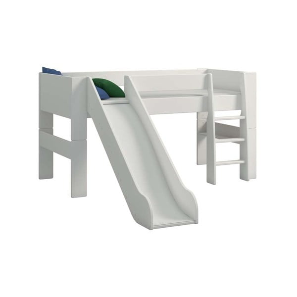 Кремаво и бяло двуетажно легло с пързалка за деца, височина 113 см - Steens
