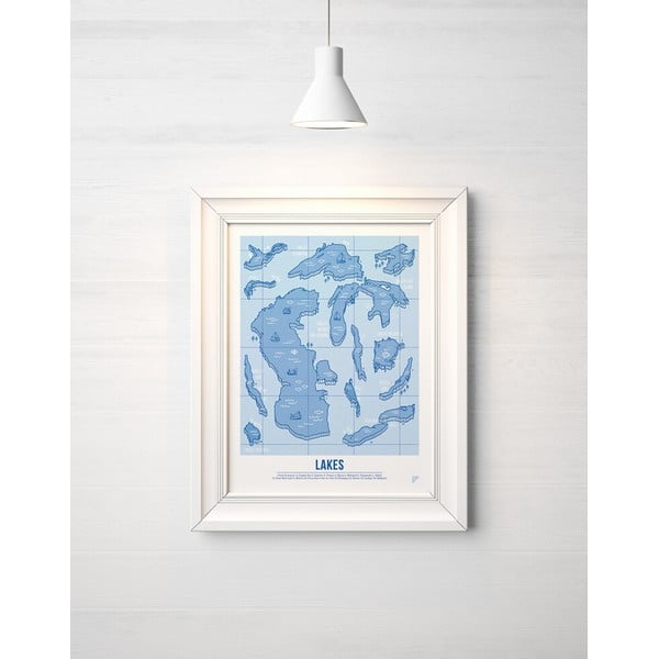 Barevný plakát Follygraph Lakes Blue, 30 x 40 cm