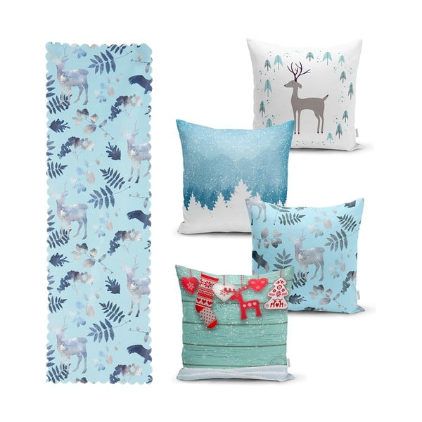 Комплект от 4 коледни калъфки за възглавници и покривка за маса Winter Wonderland - Minimalist Cushion Covers