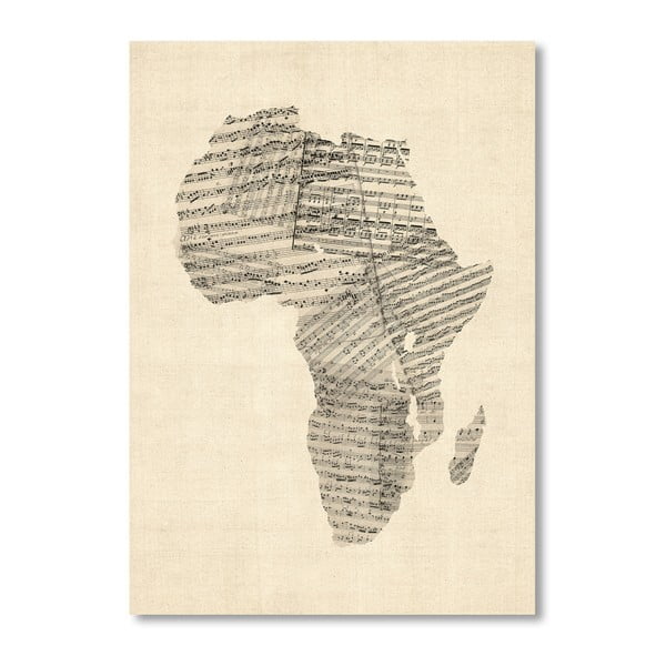 Plakát s šedou mapou Afriky Americanflat Music, 60 x 42 cm