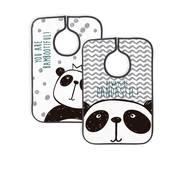 Bílo-černé bryndáky v sadě 2 ks Panda - Little Nice Things