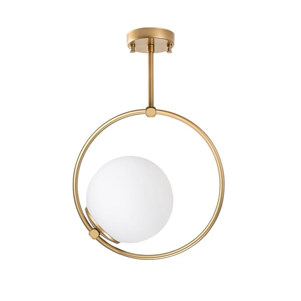 Бяло/в месингов цвят осветително тяло за таван със стъклен абажур 39x26 cm Dolunay – Opviq lights