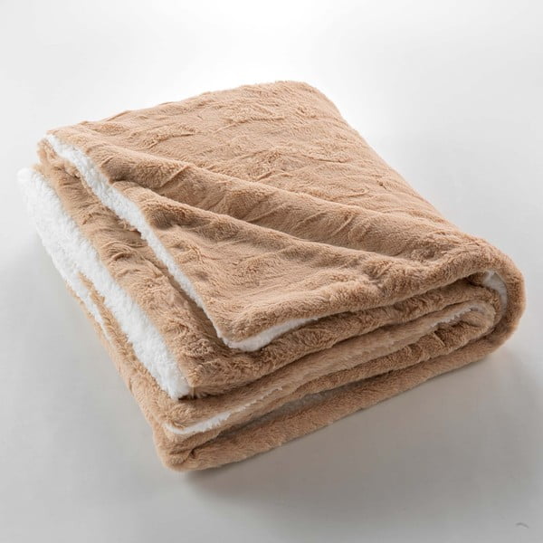 Светлокафяво одеяло от микроплюш 180x220 cm Foxy – douceur d'intérieur