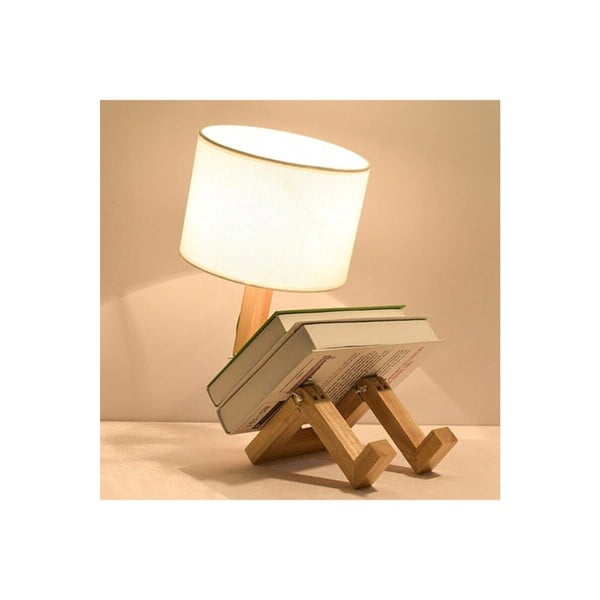 Кремава настолна лампа от масивна дървесина (височина 46 cm) WoodenMan - Squid Lighting