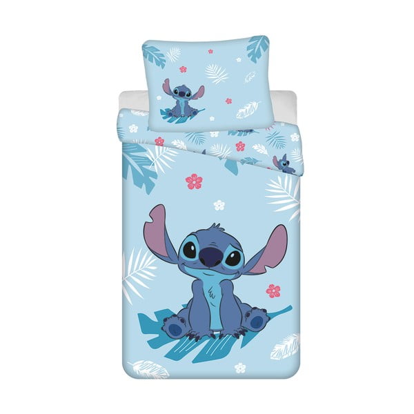 Синьо  единично  памучно детско спално бельо 140x200 cm Lilo and Stitch "Blue"  – Jerry Fabrics